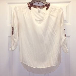 White Leopard Print Blouse